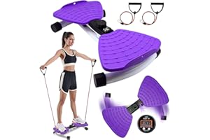 Nereusfwater Waist Twister Ab Machine, 330 lbs Capacity, Noiseless Anti-Slip Twist Board with Resistance Bands, Adjustable Tension Knob & Foot Massage, Digital Display Tracks Time, Reps & Calories, Home Core Trainer for Men & Women