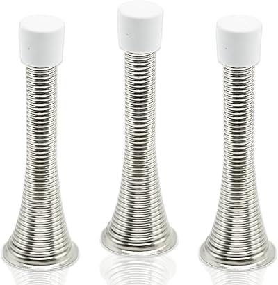 SZCXDKJ 3X Wall Mounted Chrome Spring Door Stop with 3 Replacement Tips