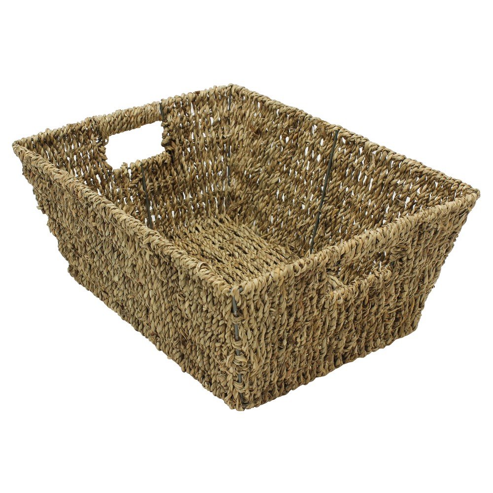 Seagrass rectangular storage basket 37 x 28 x15cm home office caravan
