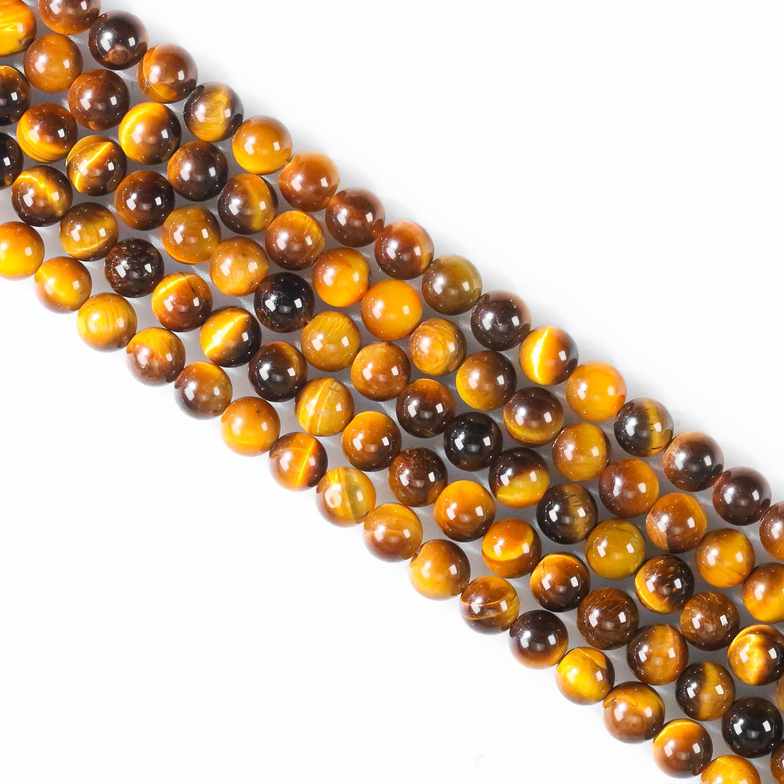 Ouubuuy 85pcs Yellow Tiger Eye Crystal Beads, 4mm Round, Gemstone, Jewelry Making