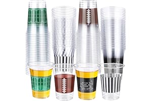 Qinyoung 60 Pcs 16oz Football Party Decorations Football Tailgate Plastic Disposable Clear Cups for Events Sports Birthday Themed Tableware Party Supplies