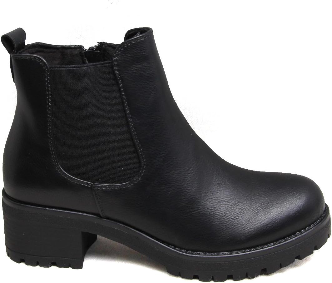 Womens Ladies Block Chunky Platform Heel Fashion Casual Ankle Chelsea Boots