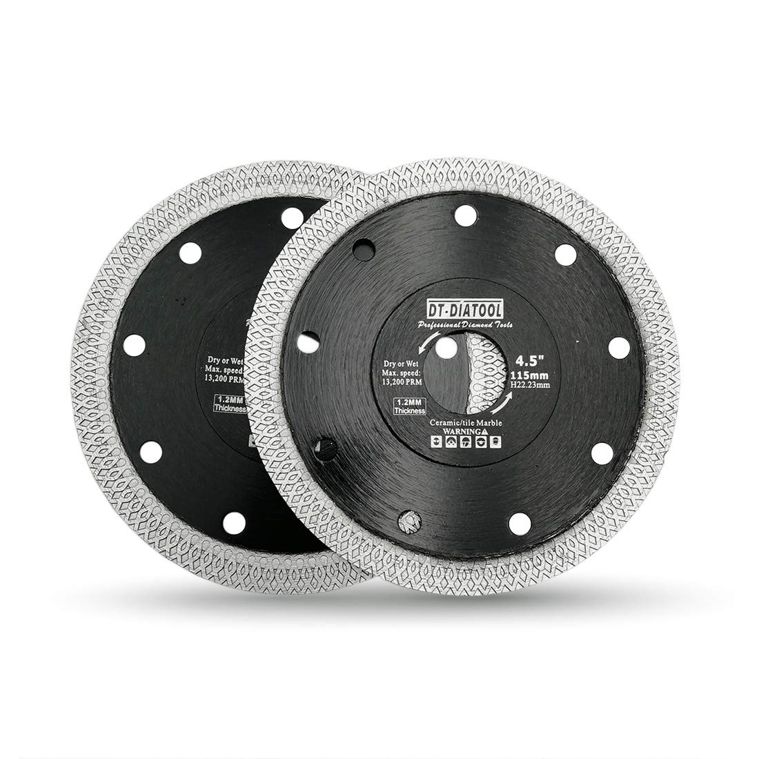 DT-DIATOOL Diamond Disc 2PCS 4.5 Inch / 115mm Cutting Disc with X Mesh Turbo for Porcelain Tile Marble Ceramic Granite