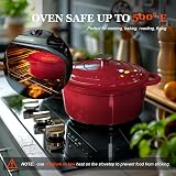 Overmont Enamelled Cast Iron Round Casserole Pot 28cm 6.6L Cherry Red with Lid view 5