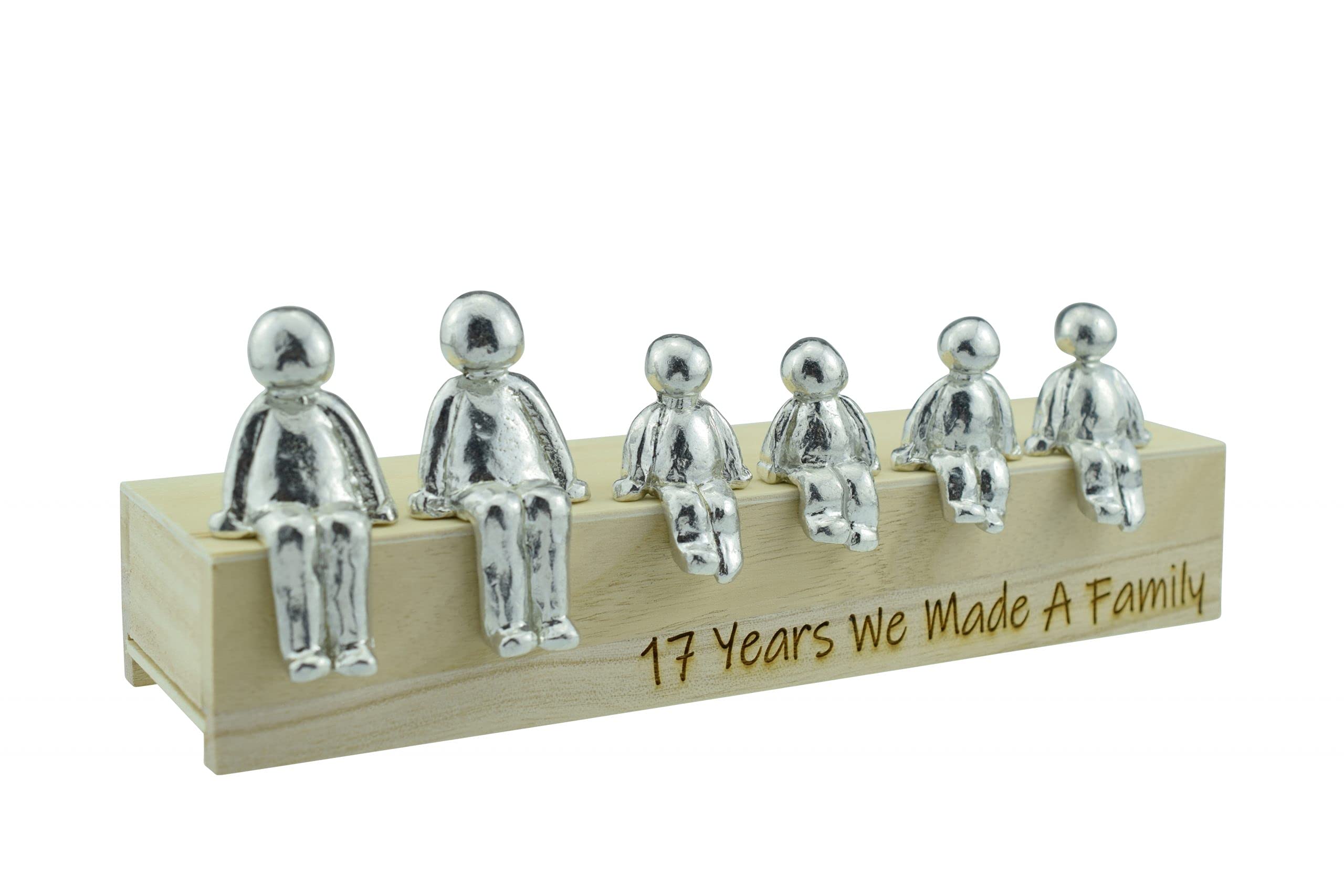 Pirantin 17th Anniversary Idea - 17 Years We Made A Family Metal Ornament - Choose Your Family Combination Box & Woodgrain May Vary(4 Children)