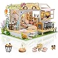 GuDoQi DIY Miniature Dollhouse Kit, Tiny House kit with Music, Miniature House Kit 1:24 Scale, Great Handmade Crafts Gift for Mother's Day Birthday Christmas Day,Lovely Cats' Coffee Shop