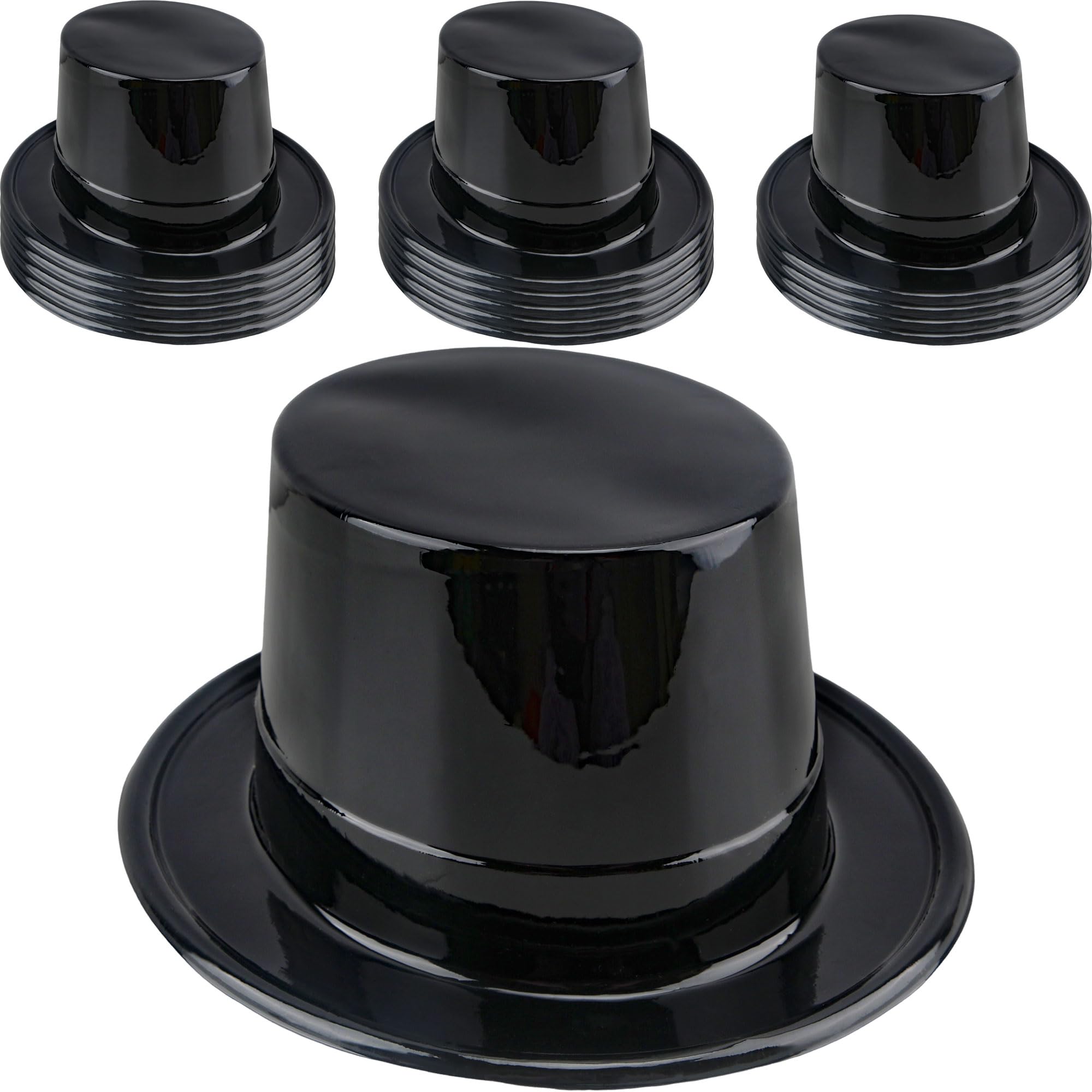 SGBETTER 15 Pack Adult Plastic Top Hats Black Magician Hat Costume Party Top Hat Bulk for Men Women Halloween Party Dress Up Costume Accessories