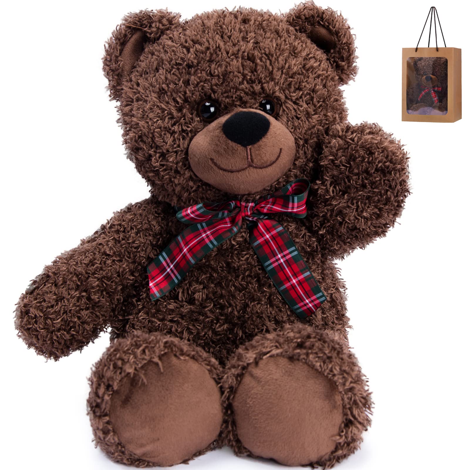 Bebamour 45cm Teddy Bear Baby Stuffed Animals Soft Toys Teddy Bears for Girs Gifts, Christening, Baby Shower, Birthday, Christmas Toys for Kids (Dark Brown)