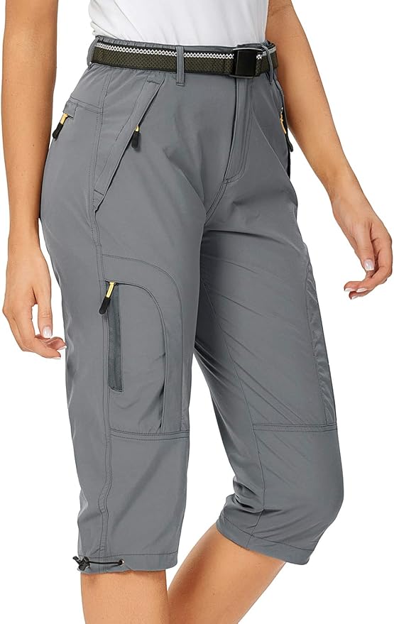 Libin Damen Wanderhose Grau - Leichte Cargohose Schnell Trocknend Atmungsaktiv UPF 50+