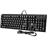 TOMOKO Mechanical Gaming Keyboard, Water Resistant Gaming Keyboard with Blue Switch for Gamers, Anti-ghosting Keyboard (Black, 104 Key)