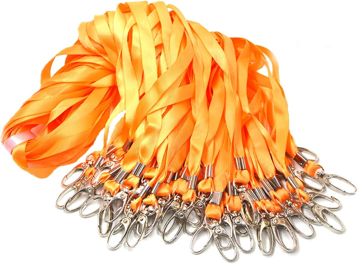 Aobear Durable Bulk Orange Lanyards for ID Name Badge Holder (50pcs)