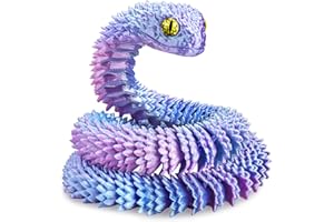 ATESSON 3D Printed Animals,3D Printed Snake Flexible Joints 11.8" 3D Snake,Home Office Classroom Decor Executive Desk 3D Printed Toys (Small 30CM Phantom Blue)