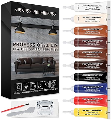 Car Care - Leather Repair Kit for Furniture, Sofa, Jacket, Car Seats and Purse. Vinyl Repair Kit. Super Easy Instructions to Match Any Color, Restore Any Material, Bonded, Italian, Pleather, Genuine
