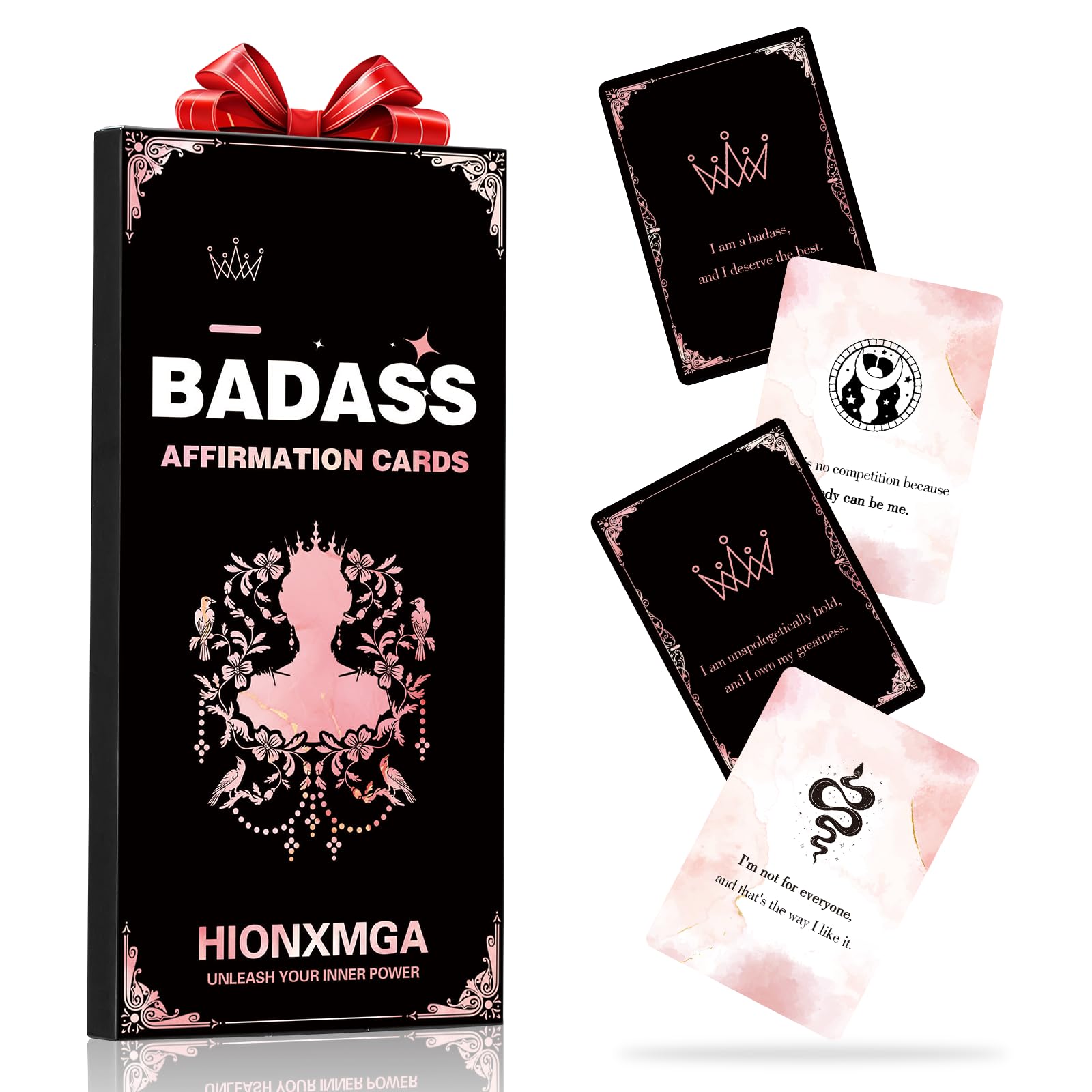Photo 1 of HIONXMGA Badass Affirmation Cards (Double-Sided) - 118 Daily Motivational and Inspirational Affirmations for Women, Gifts for Women Best Friend Sister Coworker Positive Cards Daily Encouragement