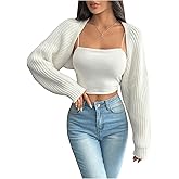 RoseSeek Women's Cropped Cardigan Sweaters Long Sleeve Bolero Shrug Open Front Cardigans for Women Trendy