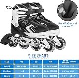 Nattork Adjustable Inline Skates for Boys 8-12 8 Illuminating Wheels Black view 4