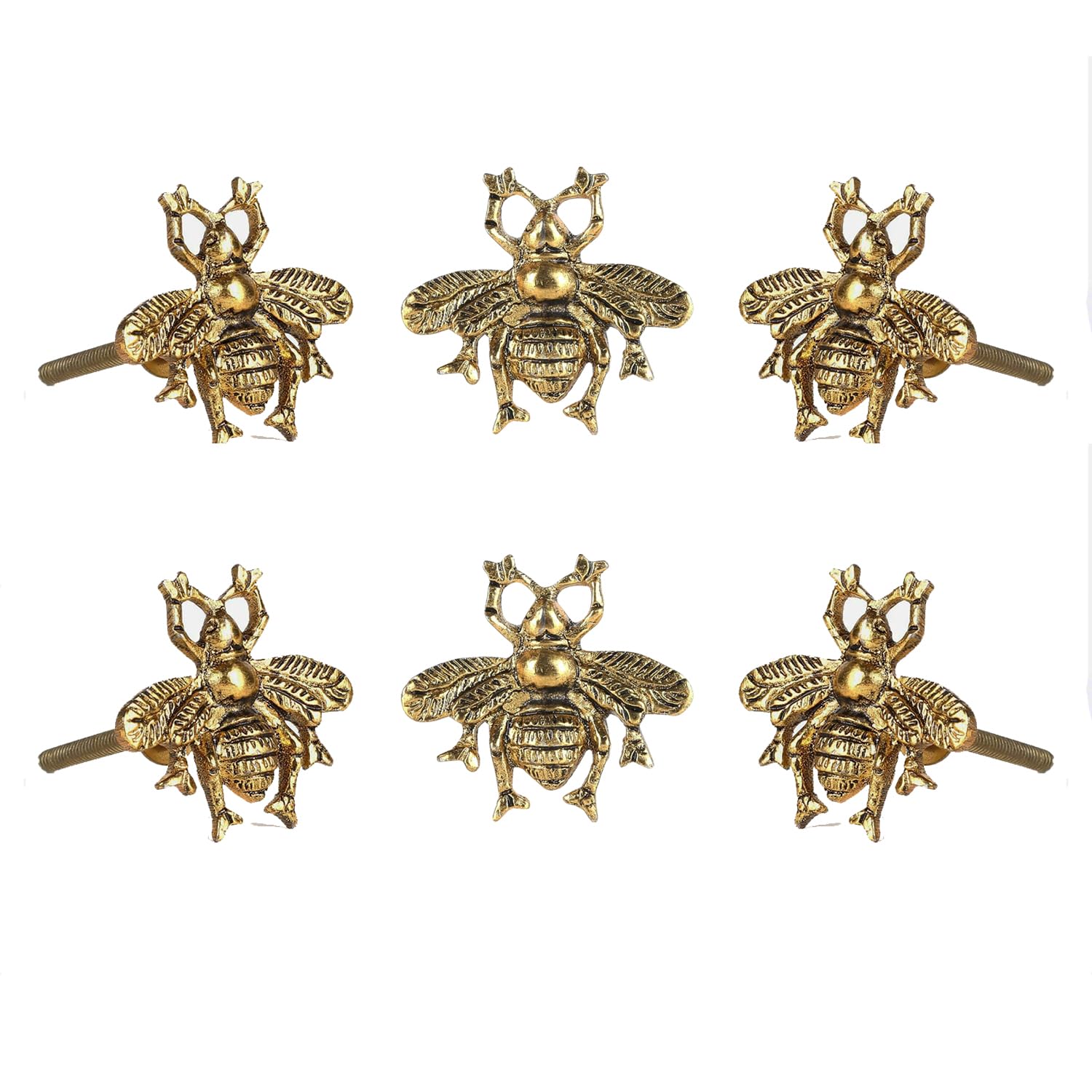 Perilla Home Set of 6 Brass Bee Knob Furniture Brass Knob for Home Decorative Pull for Cabinet Drawer Cupboard Dresser Bathroom Kitchen Wardrobe — image 1