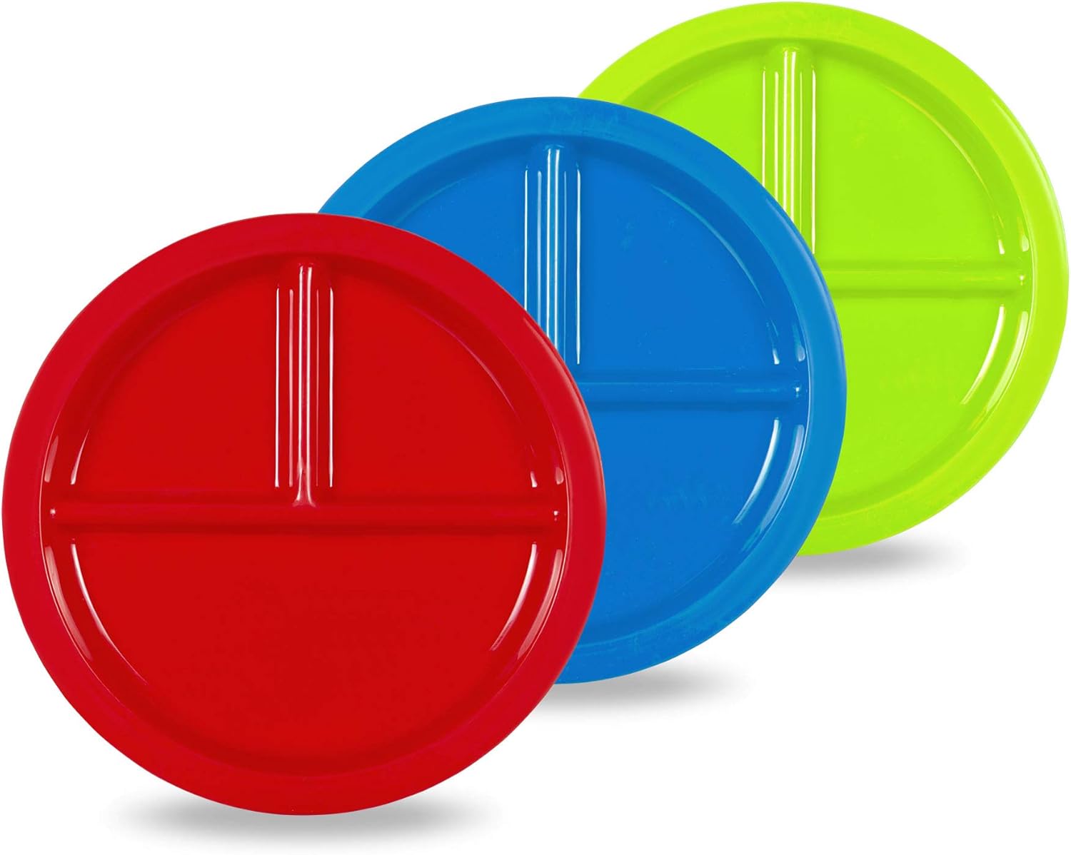 Plaskidy Plastic Divided Plates for Kids Set of 3 Kids
