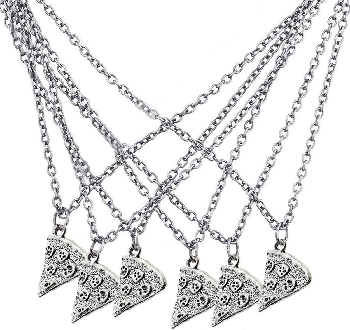 EQLEF Best Friends Pizza Necklaces, Silver, Women's Friendship Necklaces (Pack of 6), Small - Image 3
