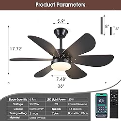 MADSHNE Ceiling Fans with Lights and