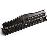 Officemate Adjustable 3-Hole Punch - 11 Sheet Capacity, Adjustable 2 or 3 Hole Configuration, One-Hand Operation Paper Punch with Ruler Markings, Black