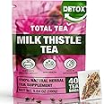 Total Tea 100% Natural Milk Thistle Seeds Tea for Liver Cleanse, Detox, Digestive Health and Immune System - 40 Tea Bags (Packaging May Vary)