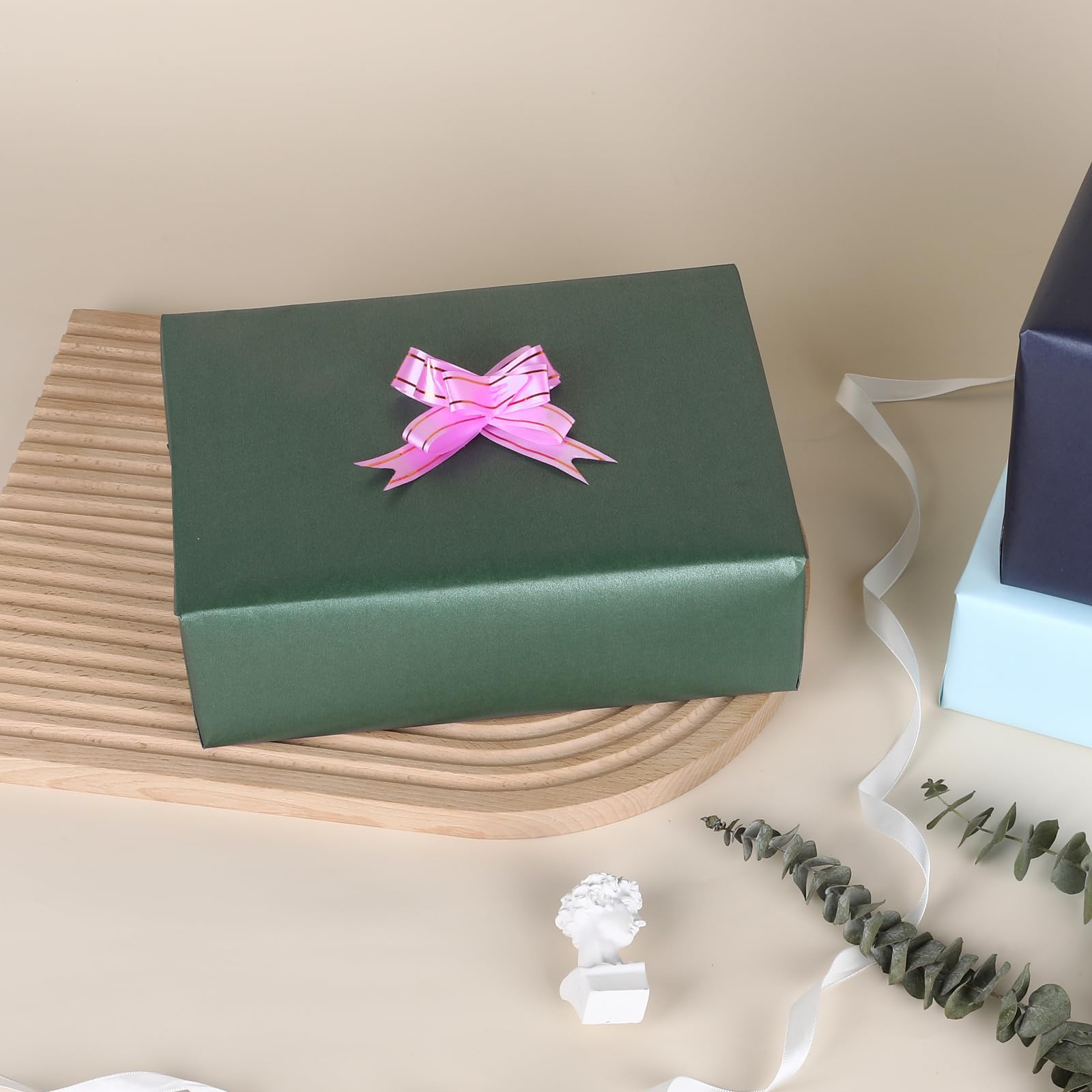 NESCCI Dark Green Matte Wrapping Paper,Solid Color Pearly-Lustre Paper,Gift Wrapping Paper,Perfect for Wedding,Valentine's Day,Birthday, Christmas,Baby Shower,DIY Bouquet (17 Inches X 32.8 Feet)