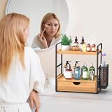 LEMIKKLE 2-Tier Wood Vanity Organizer with Drawer, Cosmetic & Bath Storage view 5