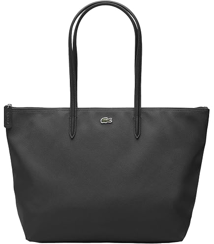 Amazon.com: Lacoste Women's Anna Zipped Tote, Abimes Black/Petunia