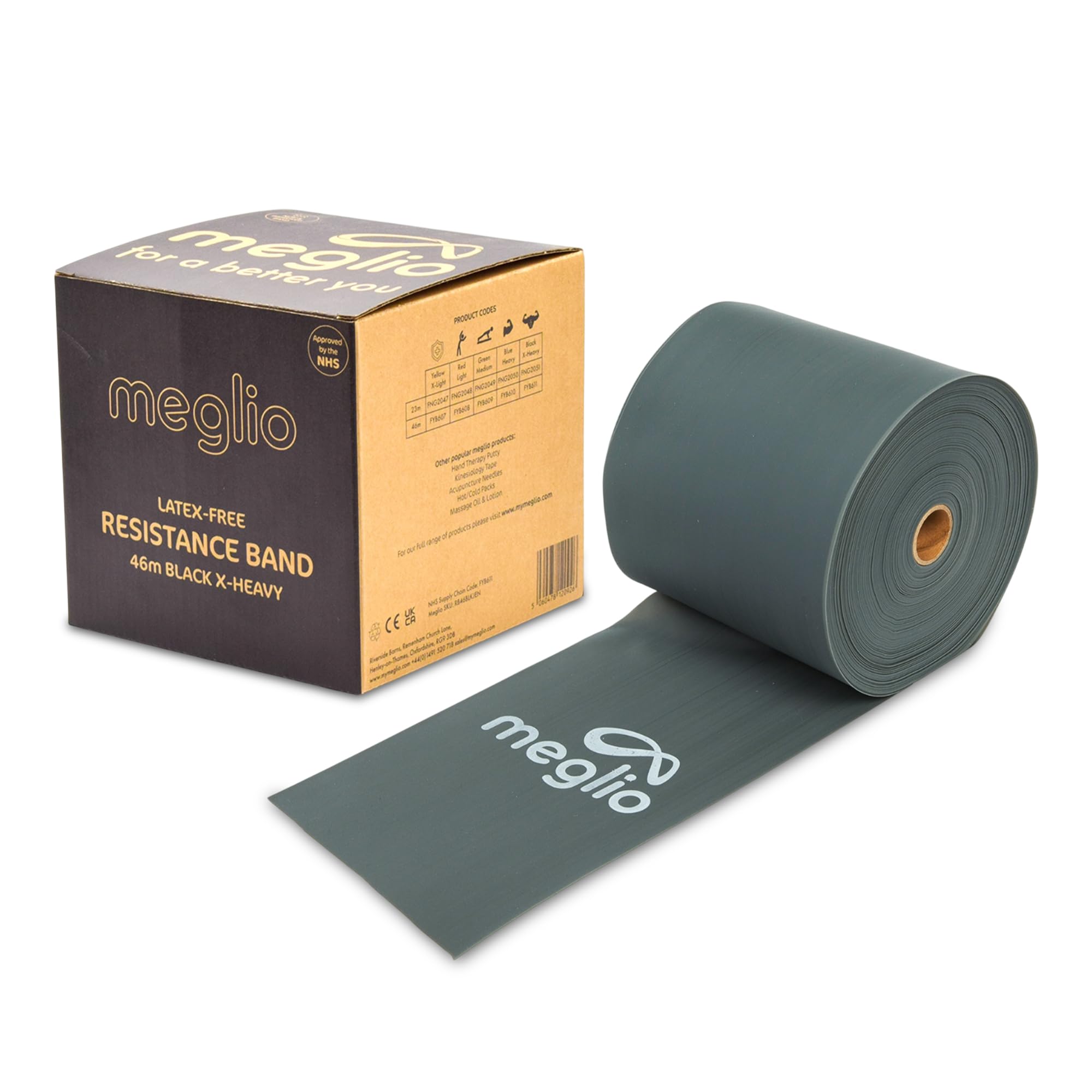 Meglio Resistance Bands Roll - Latex Free Exercise Bands for Building Strength, Pilates Band for Fitness, Flexibility, Physiotherapy, Stretching & Yoga Bands | (46 Meter)