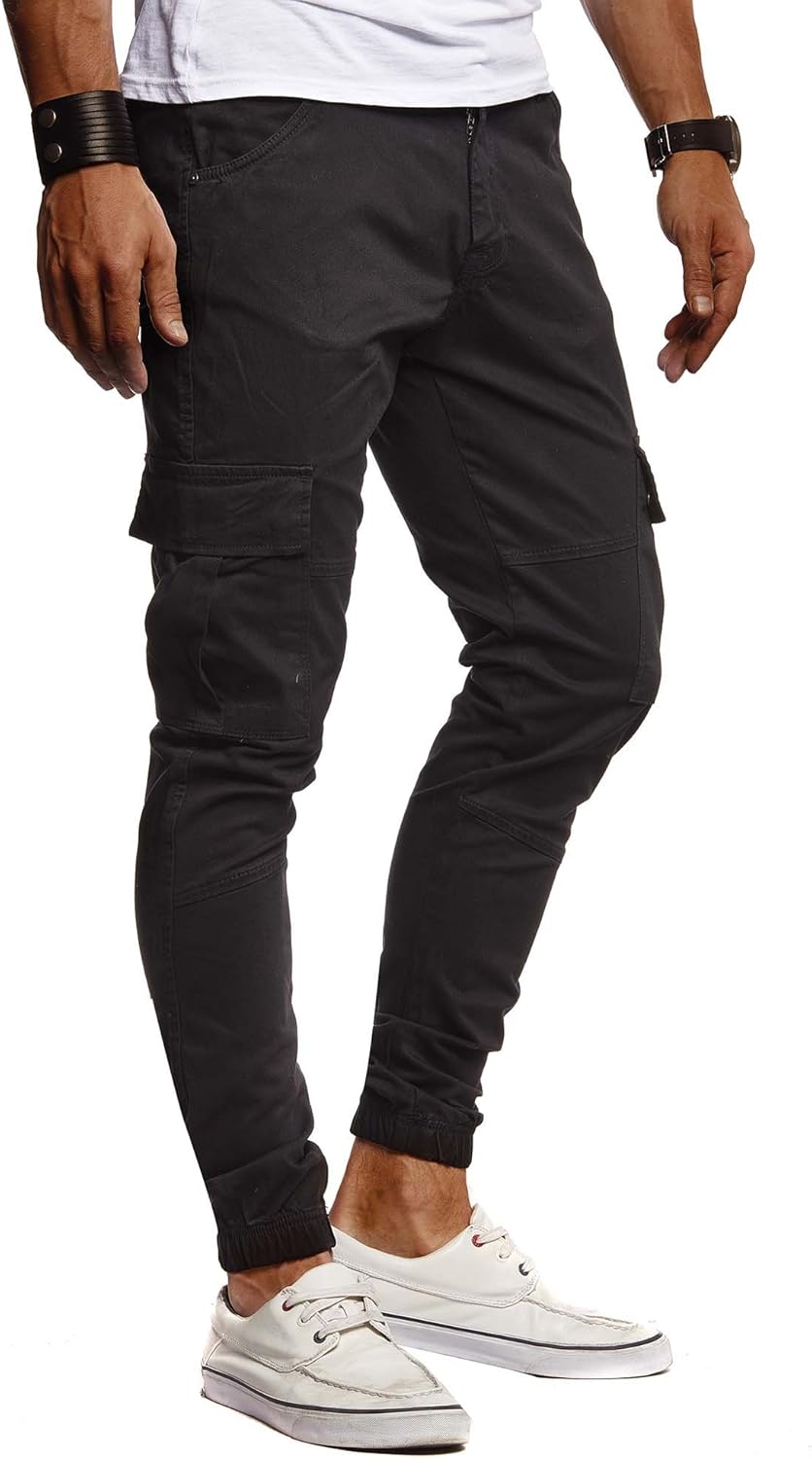 Leif Nelson Herren Jeans Chino Cargo Hose Stretch Jeanshosen Jogger Chinohose Freizeithose Stretch Slim Fit LN9285