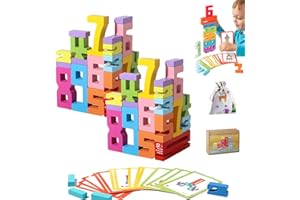 INENDLY Wooden Number Building Blocks, Montessori Wooden Number Blocks, Sensory Number Blocks, Digit Blocks, Number Blocks 1-10(2set-20pcs)