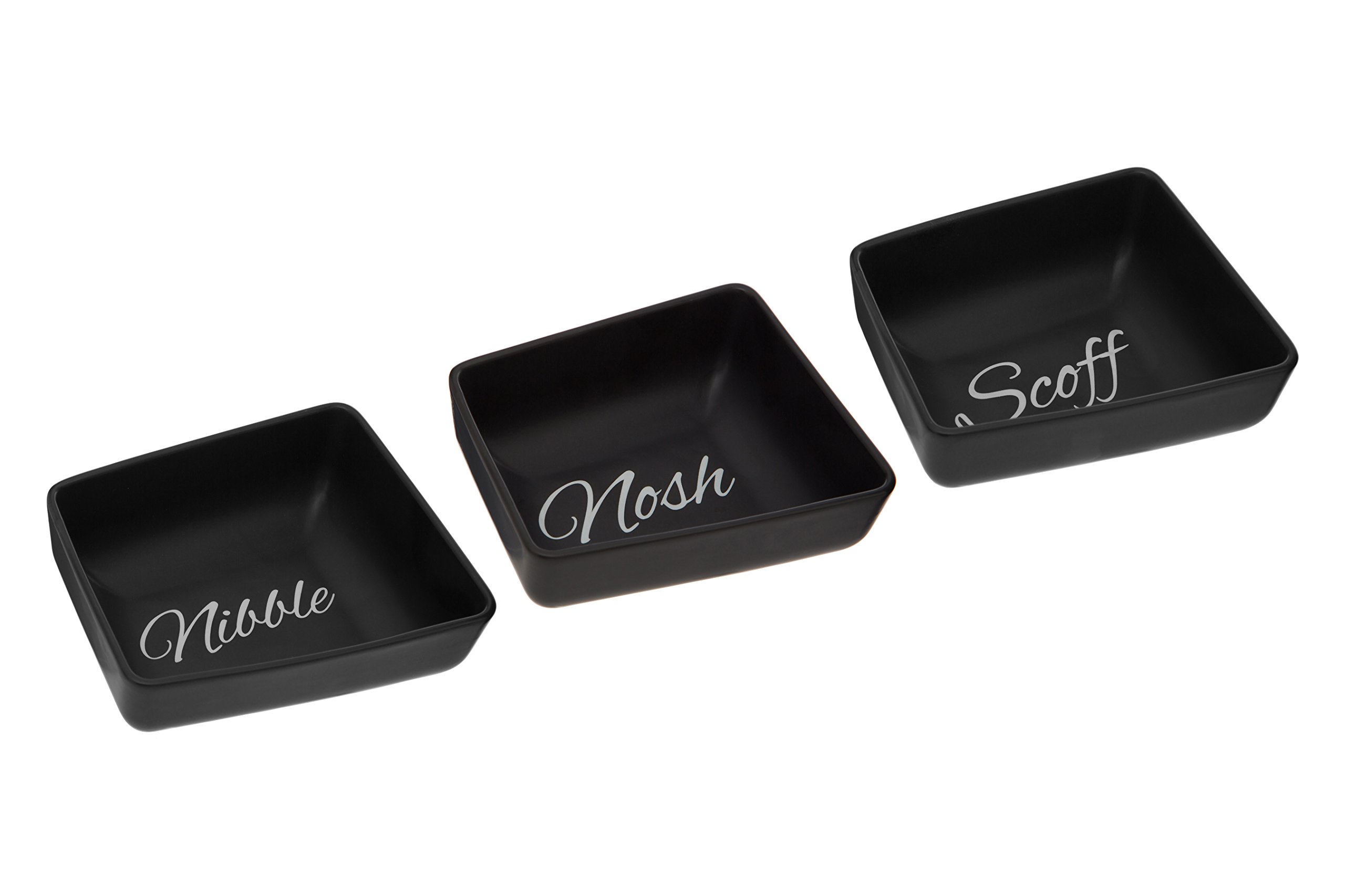 Premier Housewares Mange Snack Dishes, Black, Set of 3