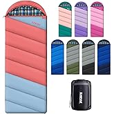 Cotton Flannel Lined Sleeping Bag for Adults Teens Kids, Cold Weather & Warm, 3 Seasons, Lightweight Compact Camping Essentials Equipment, Hiking, Outdoor, Travel