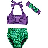 LYSMuch Newborn-3T Baby Girls Bathing Suit Toddler Bikini Swimsuit with Headband 3-Pieces Beach Wear