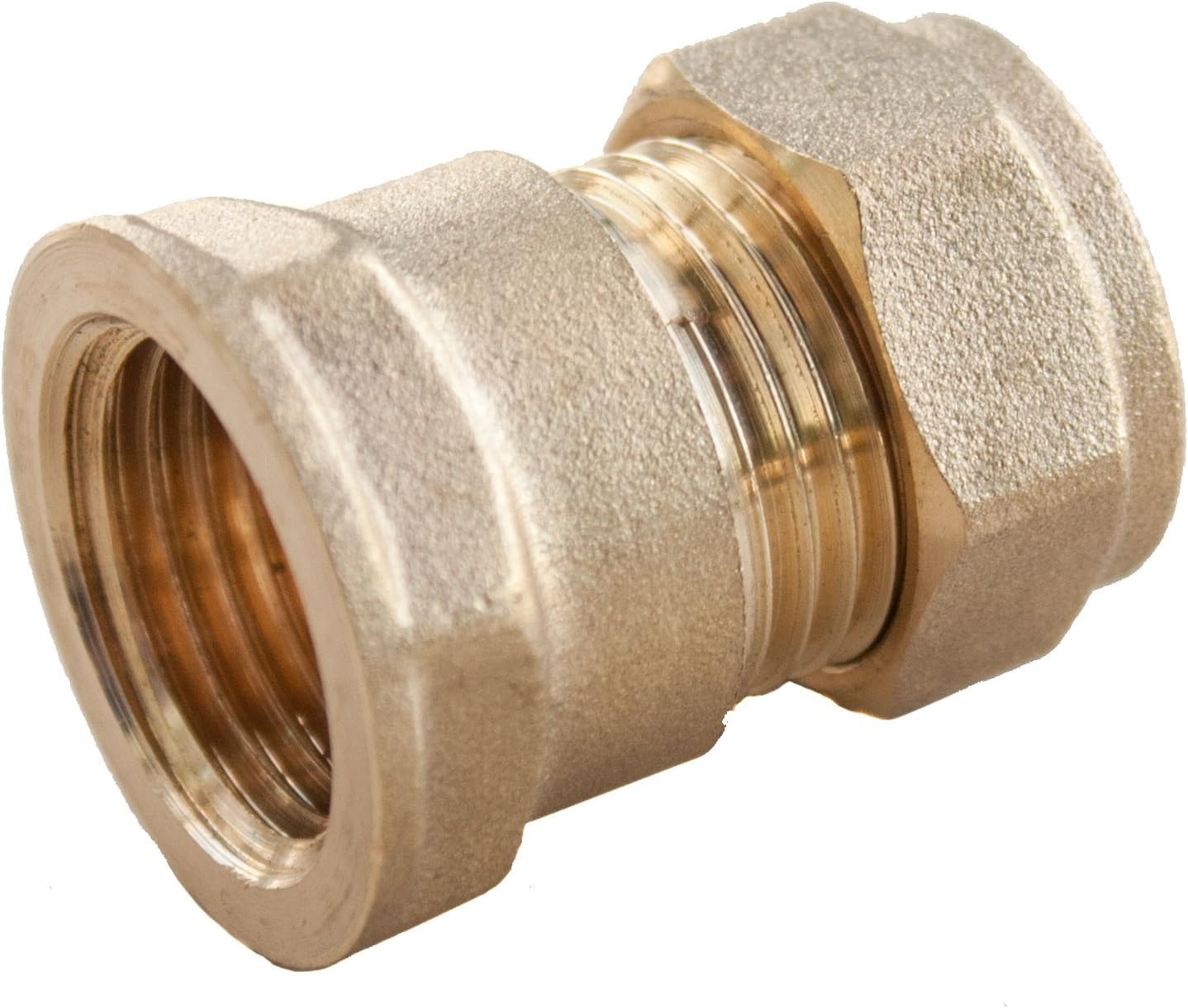 Plumb Pak PF10 15mm x 1/2-inch Female Compression Straight Coupler (Pack of 5), Gold, 15mm x 1/2"