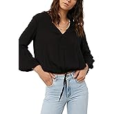 O'NEILL Women's Bottom Tie Loose Fit Woven Pullover Long Sleeve Top