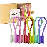 [7 Pack] Orzero 7 Candy Colors Magnetic Cable Winder Wrap Cord Organizer Soft Silicone for Earphone Cell Phone Pad USB Data Cable Use as Bookmarks Keychain