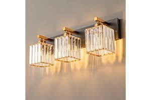 FDPBY Modern Bathroom Vanity Light 3-Lights Modern Black Gold Crystal Bathroom Wall Light Bathroom Vanity Light Fixtures