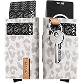 VULKIT Pop up Wallet for Women with Keychain, RFID Blocking Minimalist Slim Credit Card Holder for Gift Leopard Khaki
