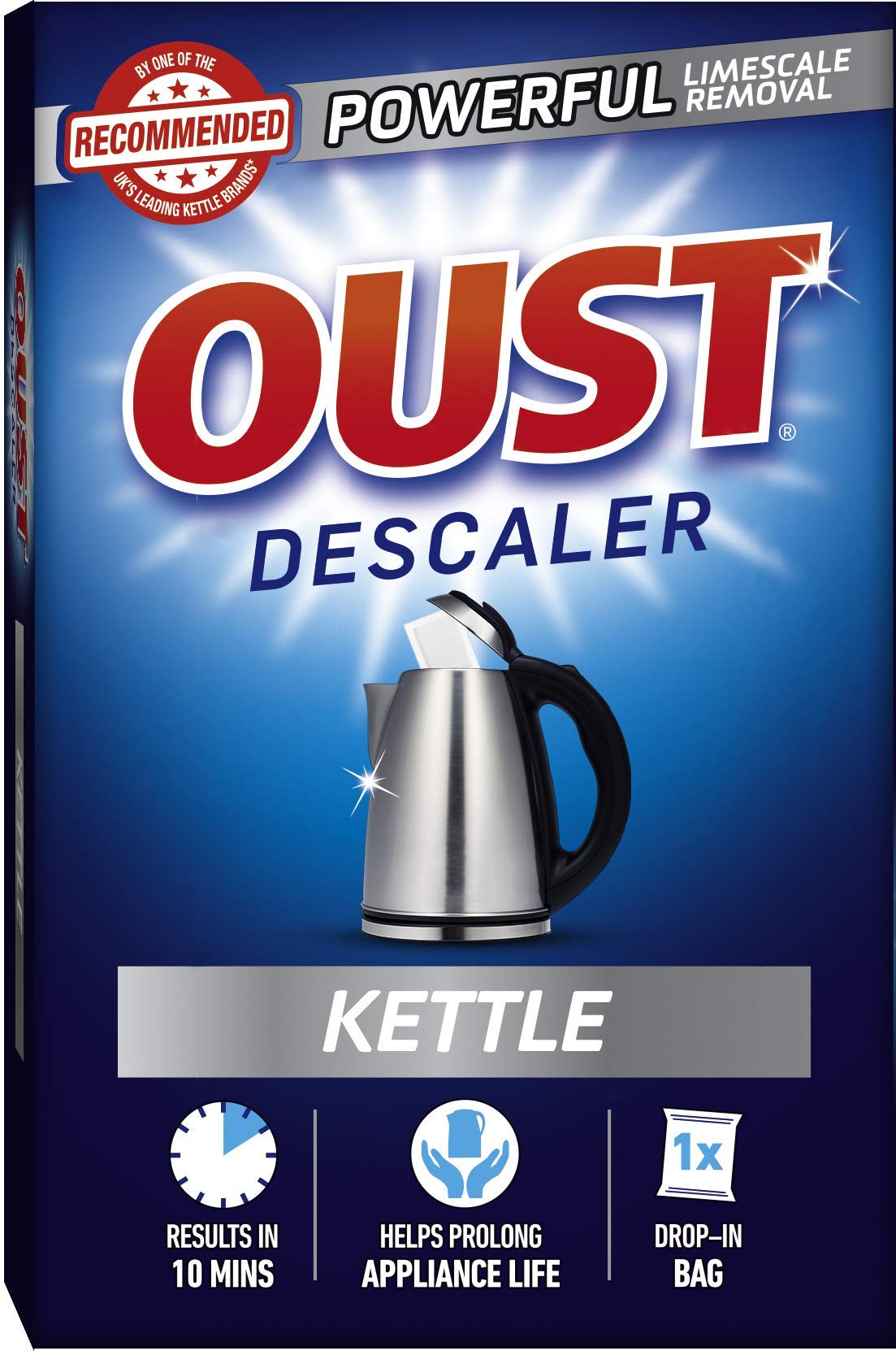 Oust Powerful Kettle Descaler, Limescale Remover Drop-In Bag – 1 Bag