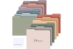 Resholder 24 Pcs Colored Manila File Folders Letter Size Paper File Folders with Labels 9.49 x 11.61 Inch 1/3 Cut Tab File Folders for Office School Home Organizer Dividers Notes (Vintage Color)