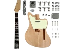 Censtar Ja DIY Electric Guitar Kit,Mahogany Body and Maplp Neck,Rosewood Fretboard,Unfinished Uncut DIY Guitar Kit,Guitar Kits Build Your Own,Electric Guitars for Adults.