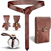 FunMular Renaissance Accessories Costume Women Belt Pouch Medieval Viking Potion Bottles Leather Belt Leaf Skirt Hikes