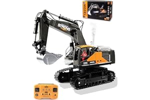 ANTSIR Remote Control Excavator Construction Toys for Boys, 16 Channel RC Engineering Vehicle with Metal Shovel & Light, 2.4G 1/16 Scale Christmas Birthday Gift for Kids