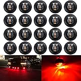 KEING 20 PCS Sealed Waterproof 3/4" Round LED Side
