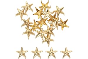 uxcell 50Pcs Metal Star Studs Claw, 10mm 5-Claw Punk Studs Rivets Spikes Nail Head Leather Rivets for DIY Crafts Clothing Lea