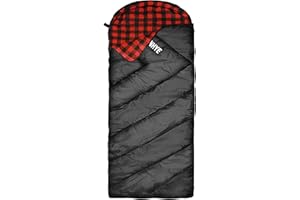 ShinHye 0 Degree Sleeping Bag for Adults - Cotton Flannel 4 Season Cold Weather Winter, XXL Big and Tall Camping Sleeping Bag with Compression Sack