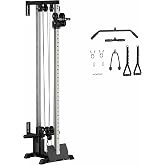 AOWINNOX Fitness Wall Mount Cable Crossover Machine &ndash; Multi-Functional Dual Pulley System, Home Gym Equipment with Commercial-Grade Steel Frame and 400 lb Load Capacity for Home Gym(Silver). (Silver)