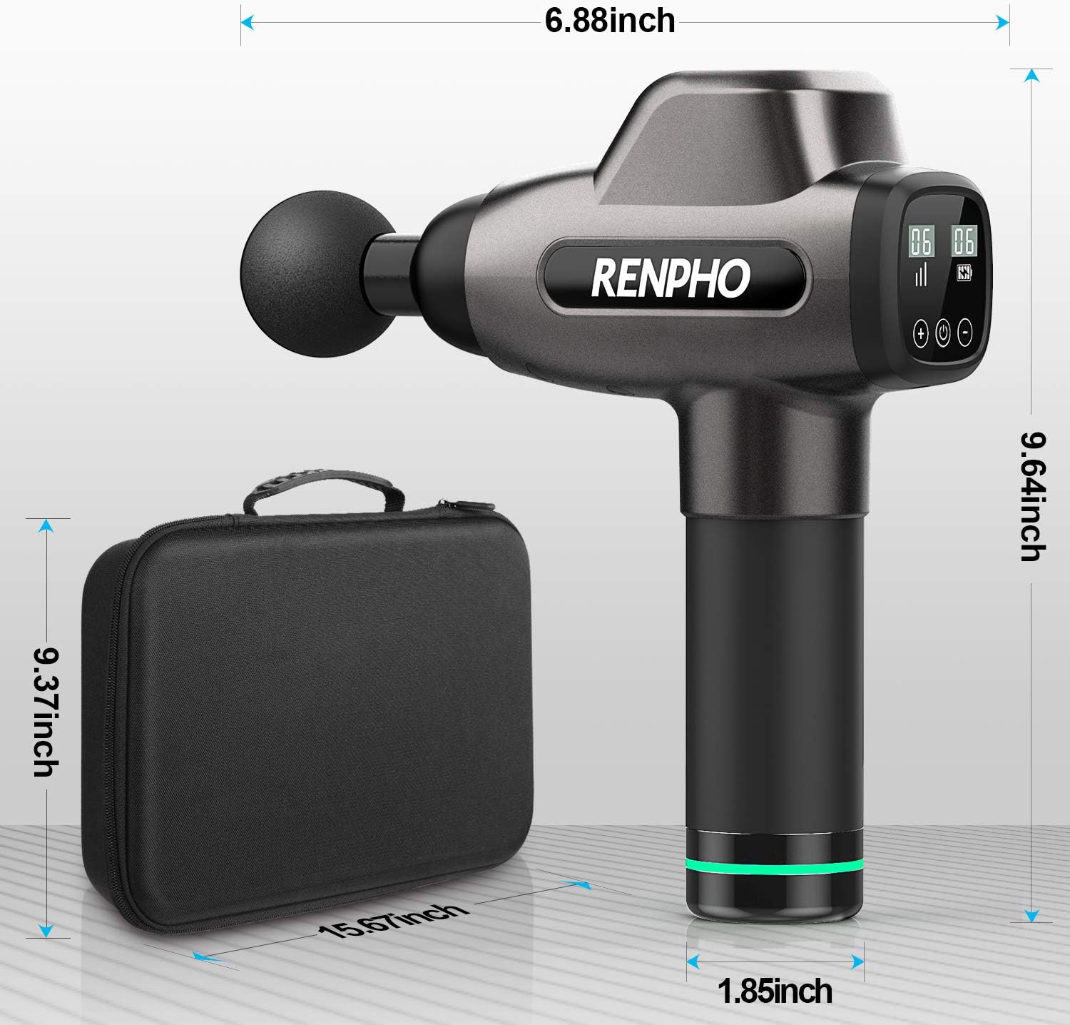 Massage Gun, RENPHO C3 Deep Tissue Muscle Massager, Powerful Percussion Massager Handheld with Portable Case for Home Gym Workouts Equipment, Back Neck Shoulder Soreness Stiffness Knots Tension Relief: Health & Personal Care